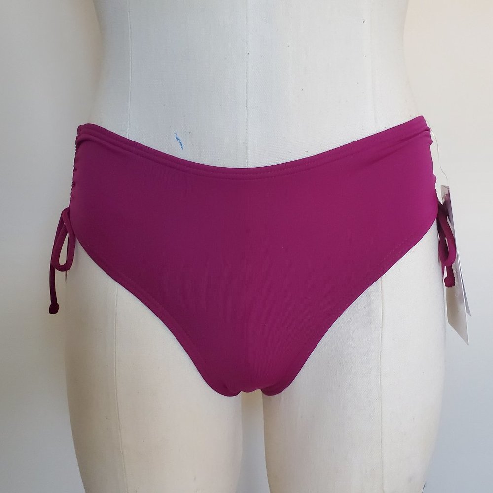 Athleta Full Scrunch Bottom Tie Sides Swim Bikini Size XXS Magenta Fuchsia NWT